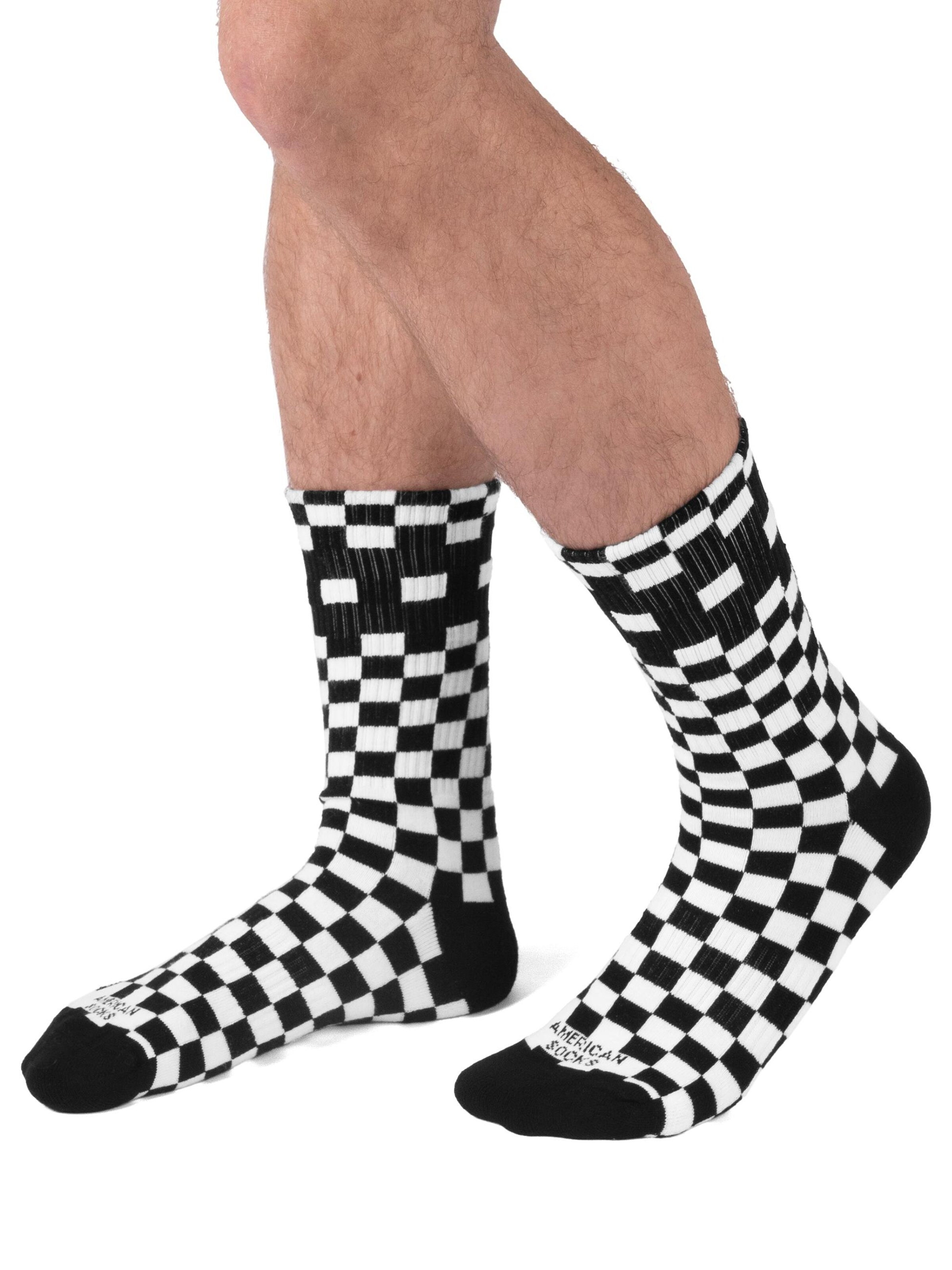 American Socks - Calcetines 'Checkerboard B/W - Mid High' en blanco