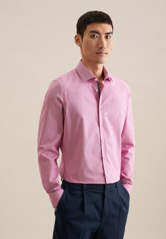SEIDENSTICKER Slim fit Zakelijk overhemd 'Patch3' in Roze: voorkant