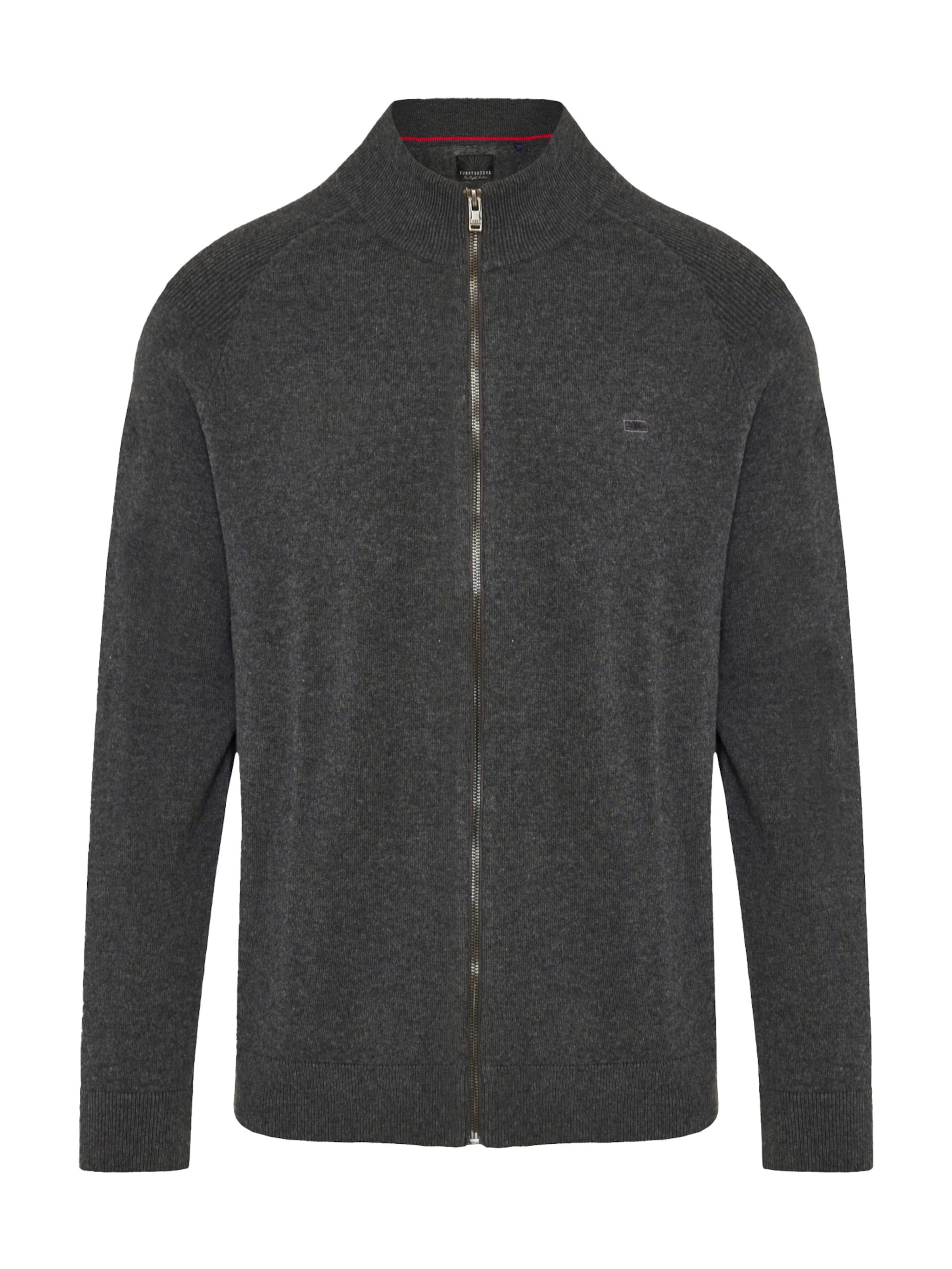 Funky Buddha Strickjacke in Grau: Vorderseite