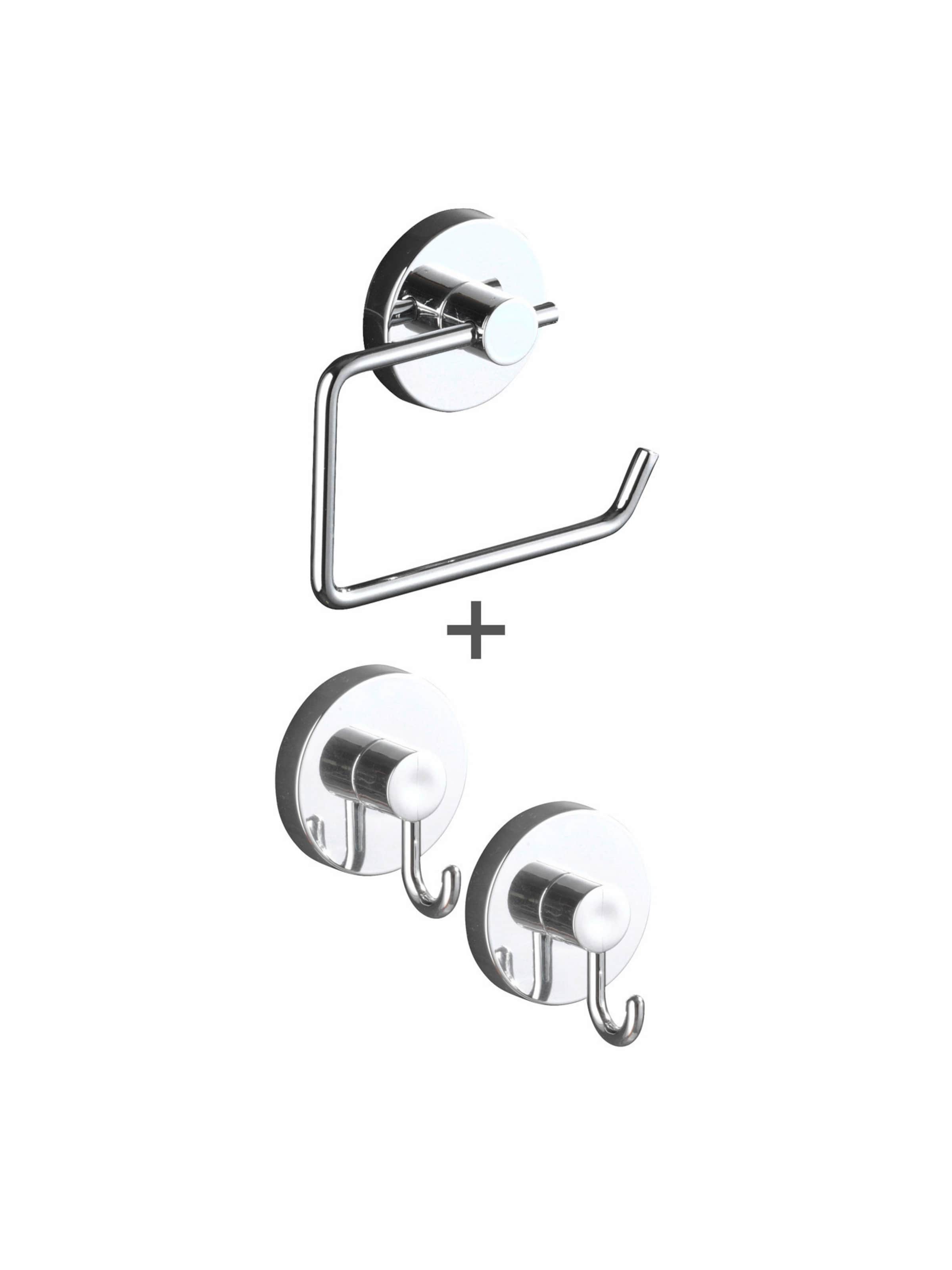 Wenko Bathroom Set 'Vacuum-Loc® Milazzo' in Silver: front