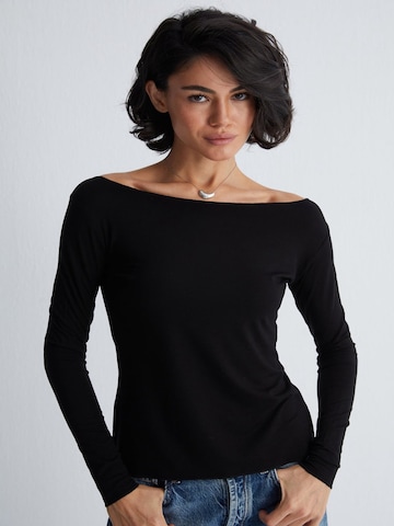 SILK & CASHMERE Blouse in Zwart
