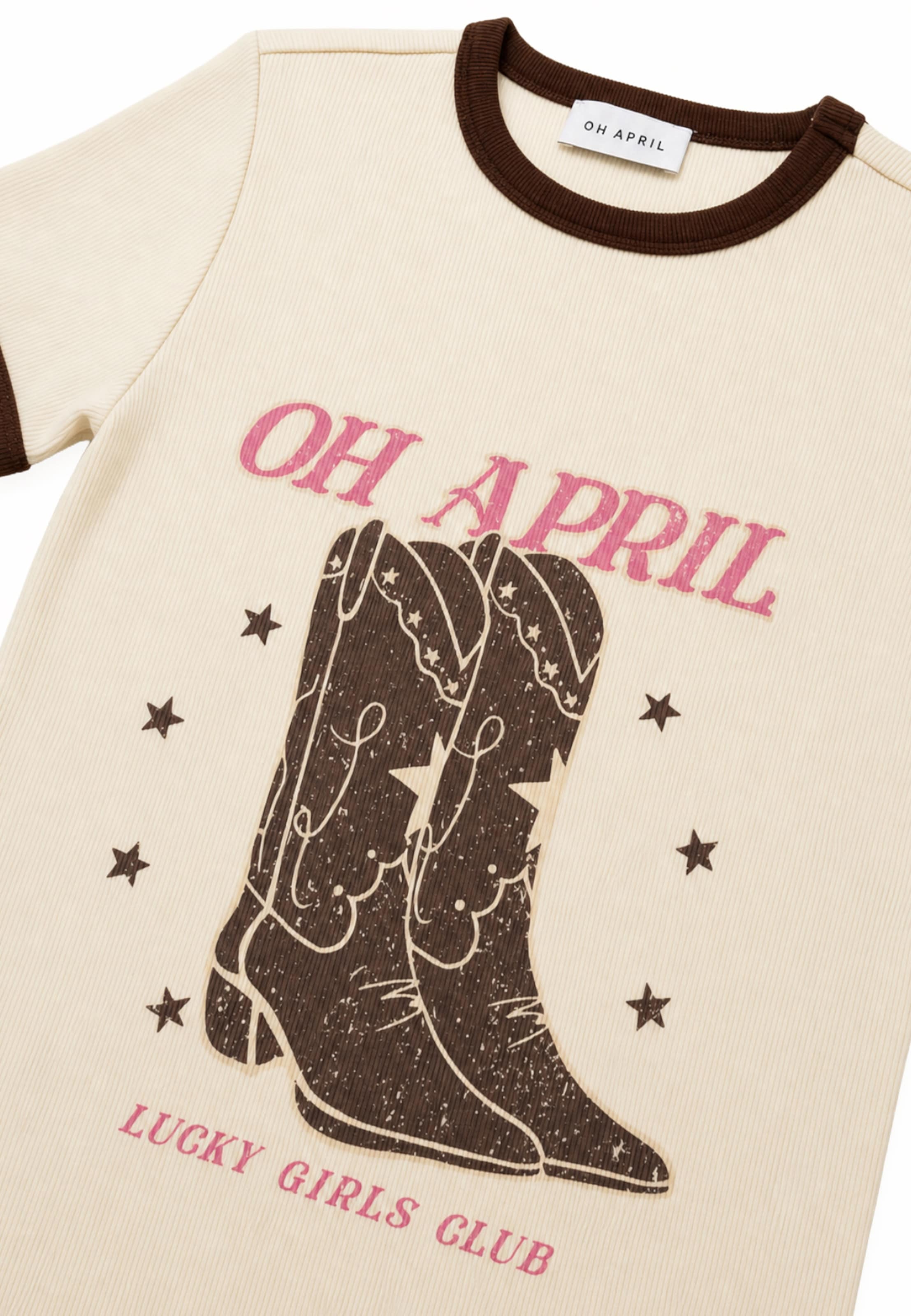 OH APRIL Majica 'Boots' | bela barva