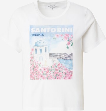 Abercrombie & Fitch Тениска 'SANTORINI' в бяло: отпред