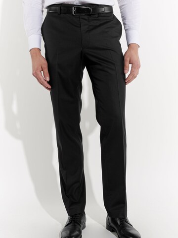 Steffen Klein Slimfit Bügelfaltenhose in Schwarz: Vorderseite
