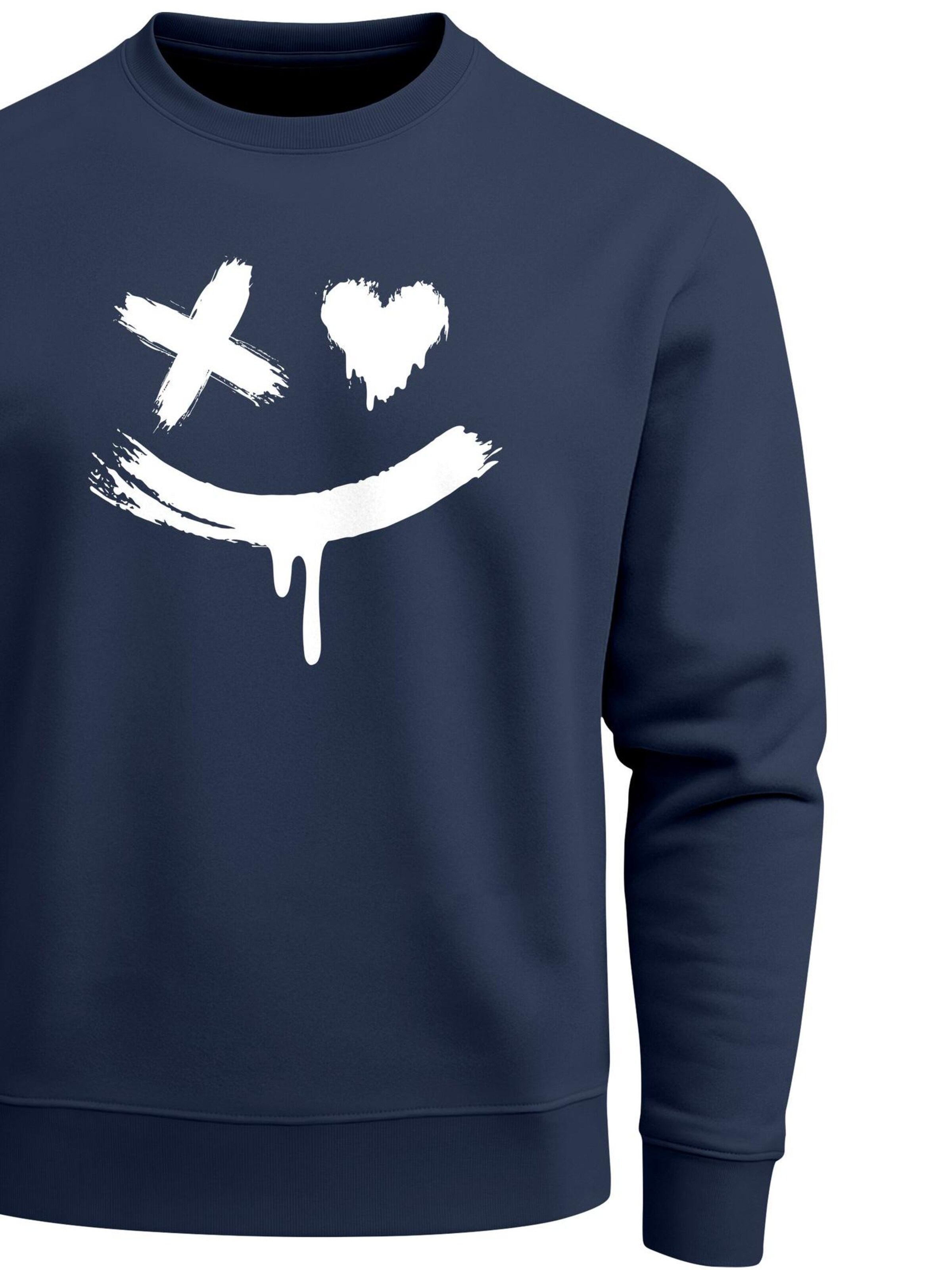 Neverless Sweatshirt 'Creepy Smile' in Blue