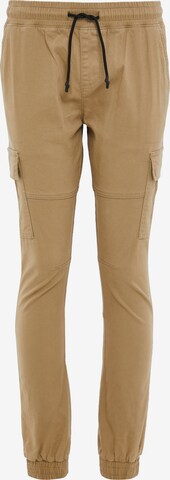 Coupe slim Pantalon cargo 'Bloomfield' Threadbare en marron : devant