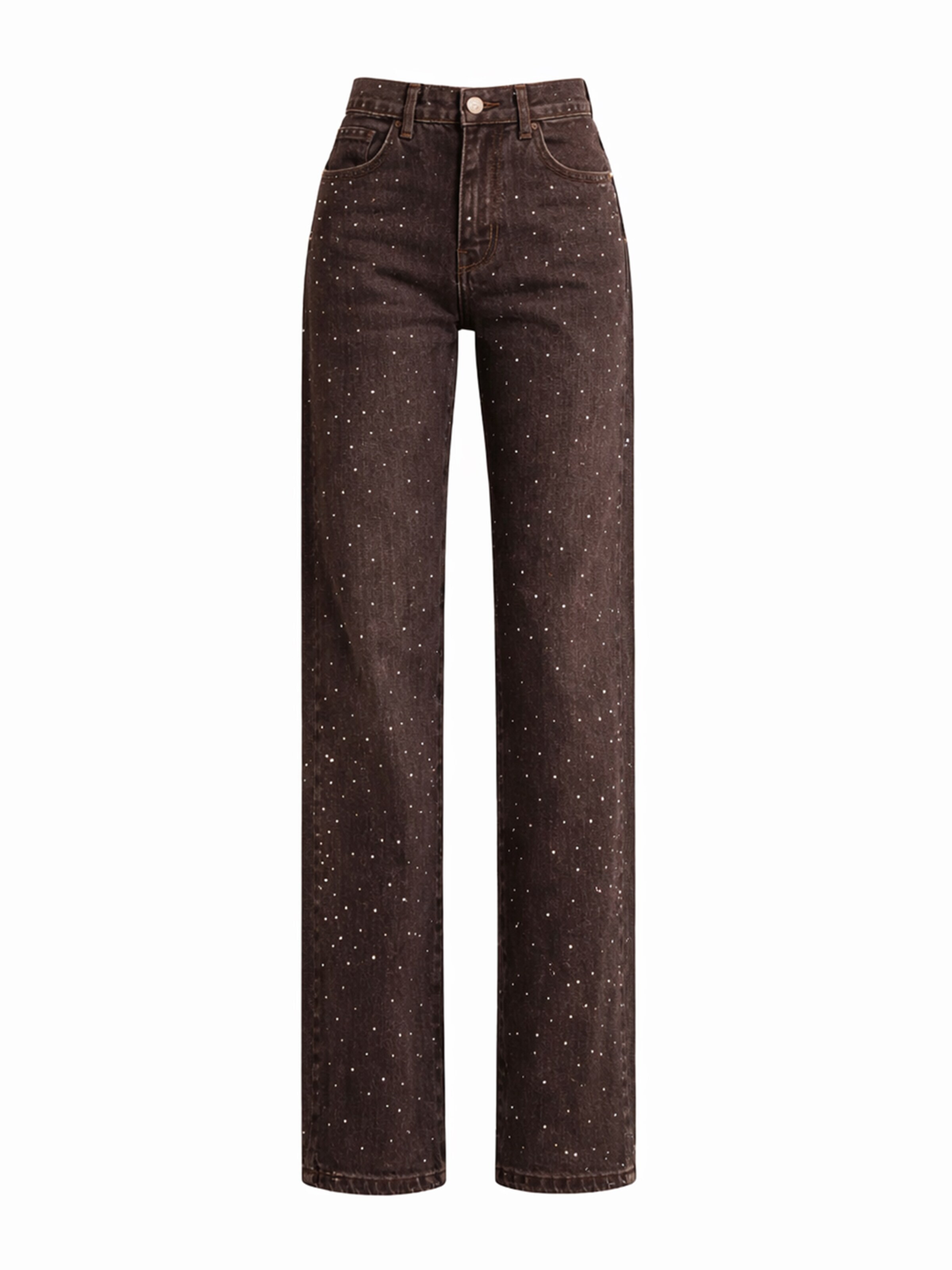 Loosefit Jean 'RHINESTONE LOOSE MID RISE JEANS' IT'S BASIC en marron : devant