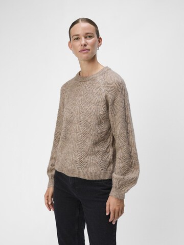 OBJECT Sweater 'OBJFLORA' in Brown: front