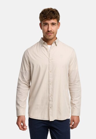 INDICODE JEANS Regular fit Button Up Shirt 'Kamby' in Beige: front