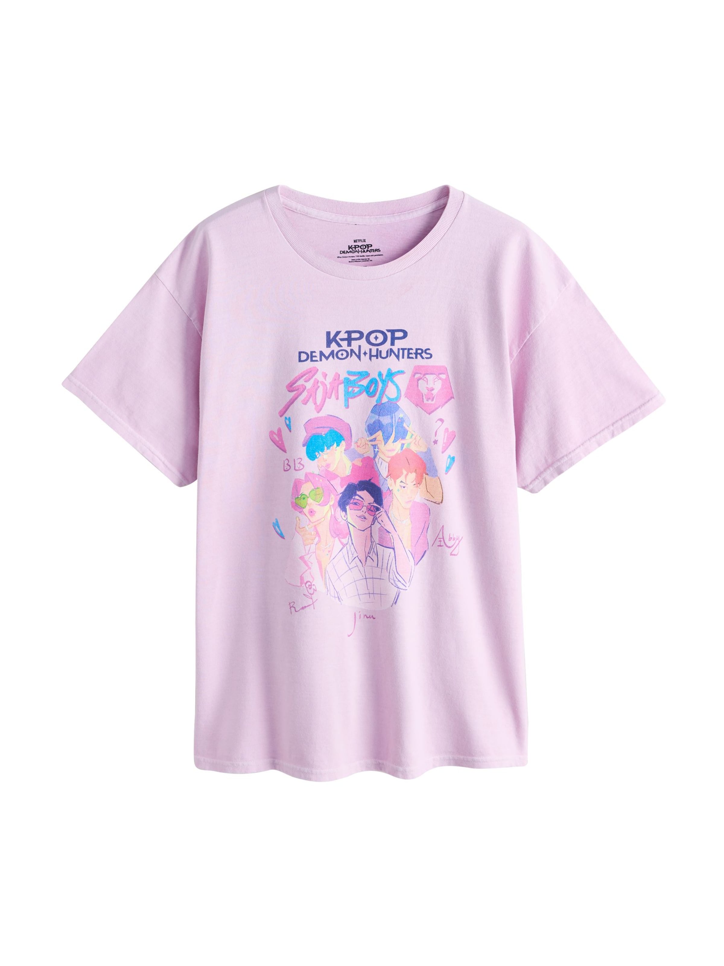Next Футболка оверсайз 'Kpop Demon Hunters' в Ярко-розовый: спереди