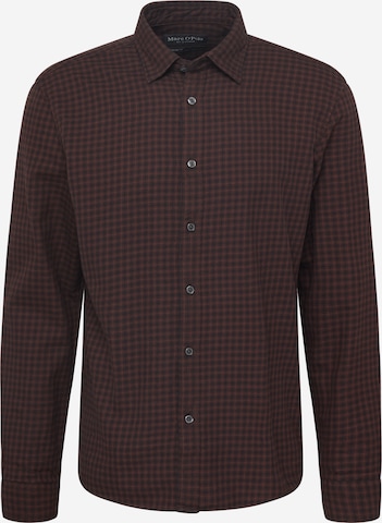 Marc O'Polo Button Up Shirt in Brown: front