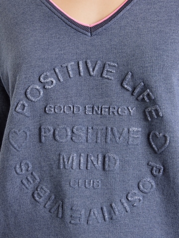 Zwillingsherz Sweatshirt 'Positive Mind' in Blau