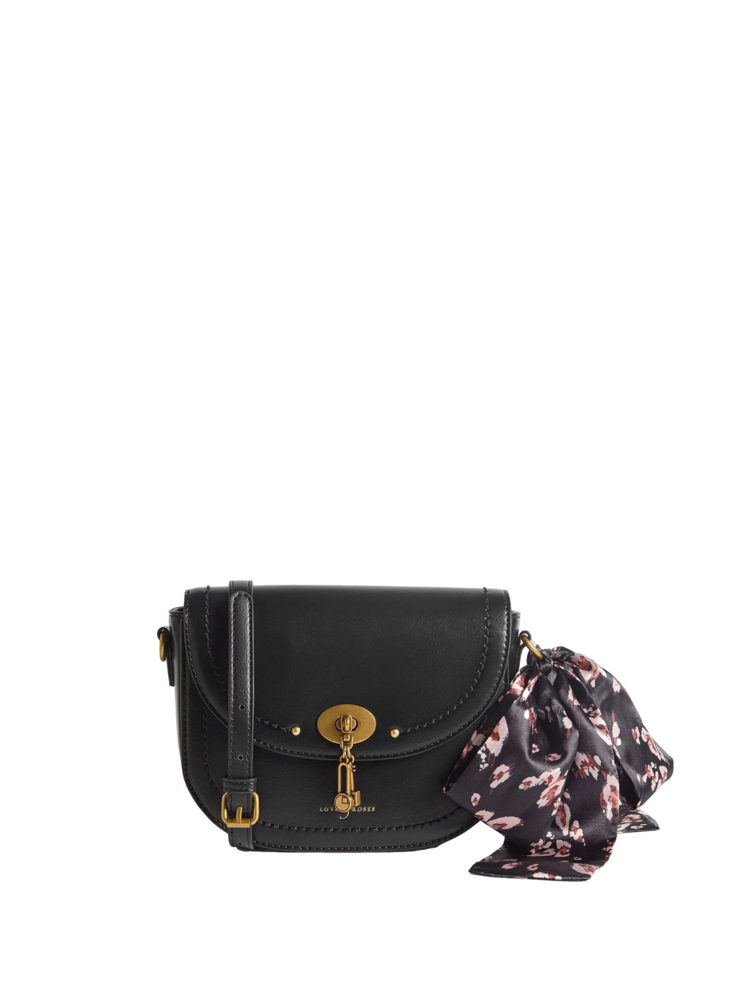 Borsa a tracolla di love & roses in nero: frontale