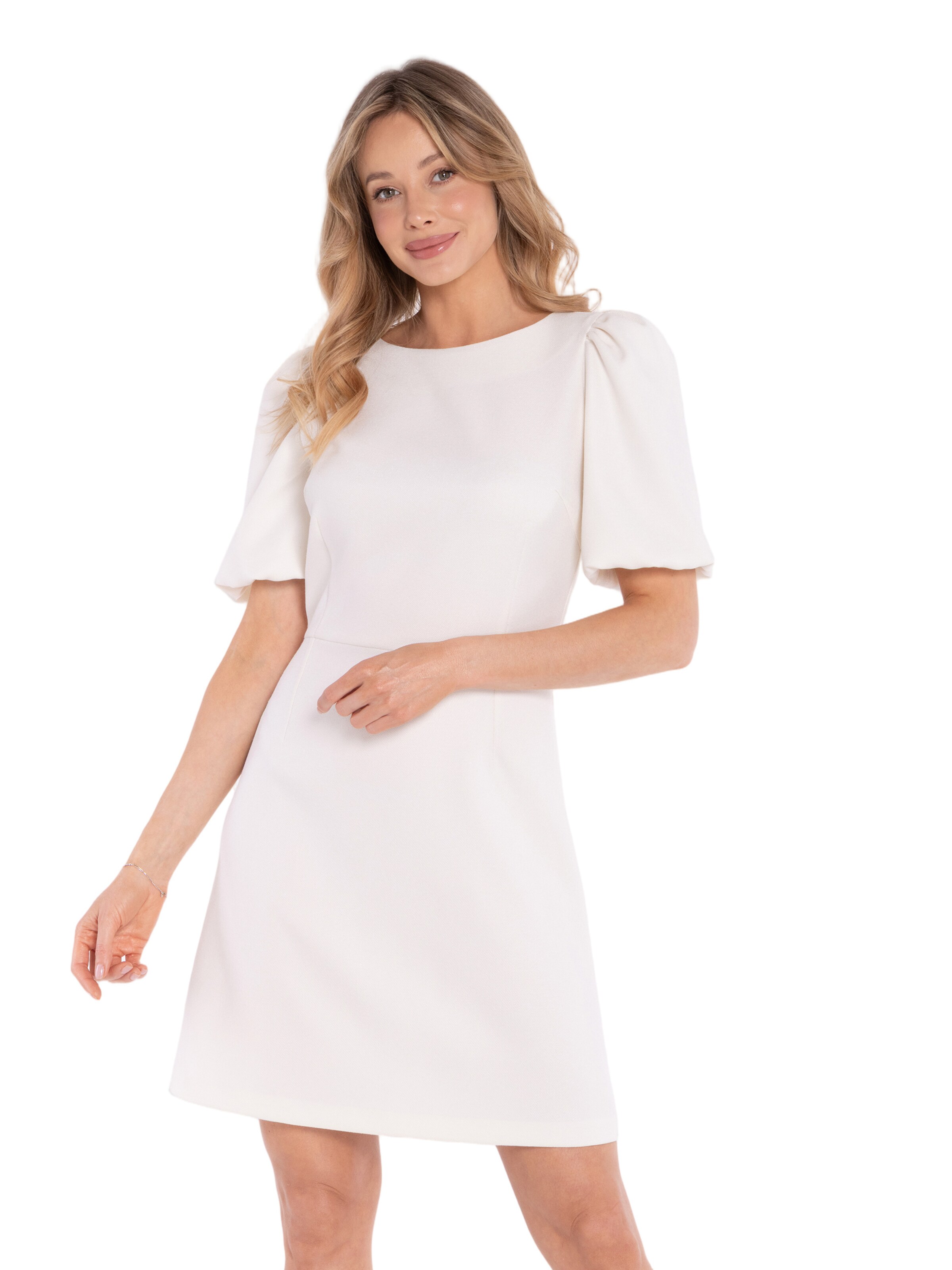 Stylove Sukienka 'Sukienka mini z bufiastymi rękawami' w kolorze beżowy: przód