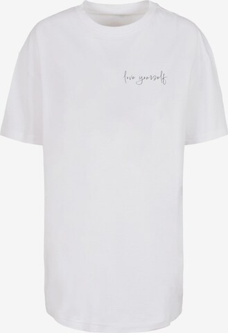 Merchcode Oversized Shirt 'Love Yourself' in White: front