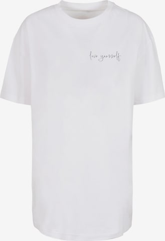 Merchcode Oversized Shirt 'Love Yourself' in White: front