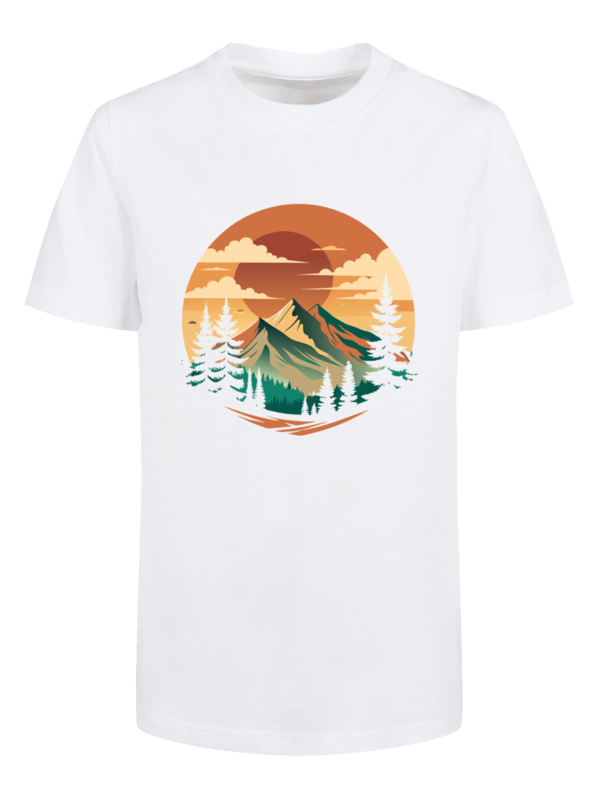 F4NT4STIC Shirt 'Sonnenuntergang Berglandschaft' in Wit: voorkant