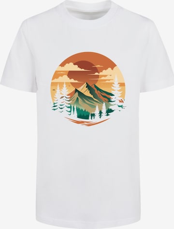 F4NT4STIC Shirt 'Sonnenuntergang Berglandschaft' in Wit: voorkant