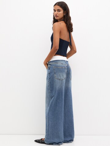 Pull&Bear Szeroka nogawka Jeansy w kolorze niebieski