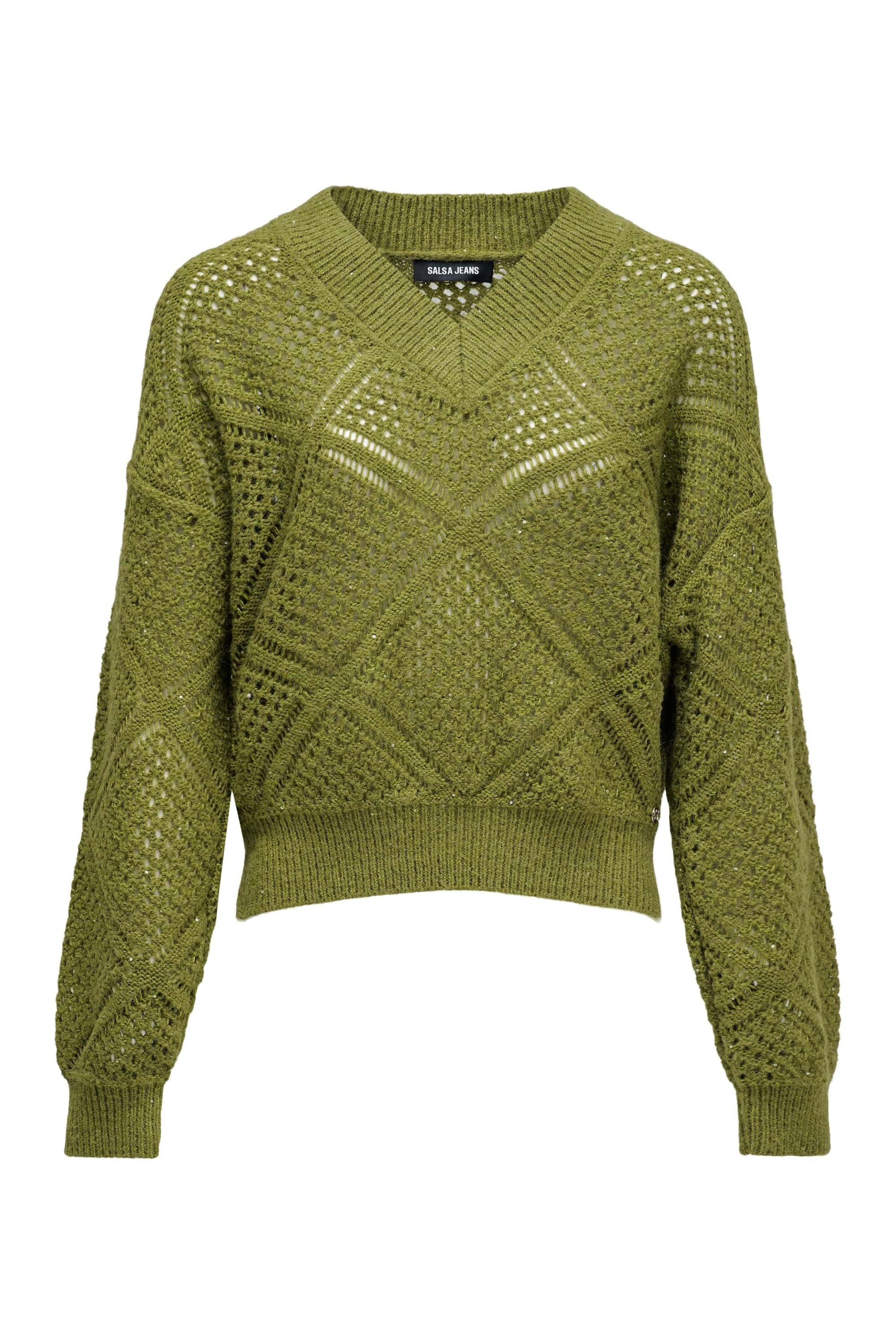 Salsa Jeans Trui in Groen: voorkant