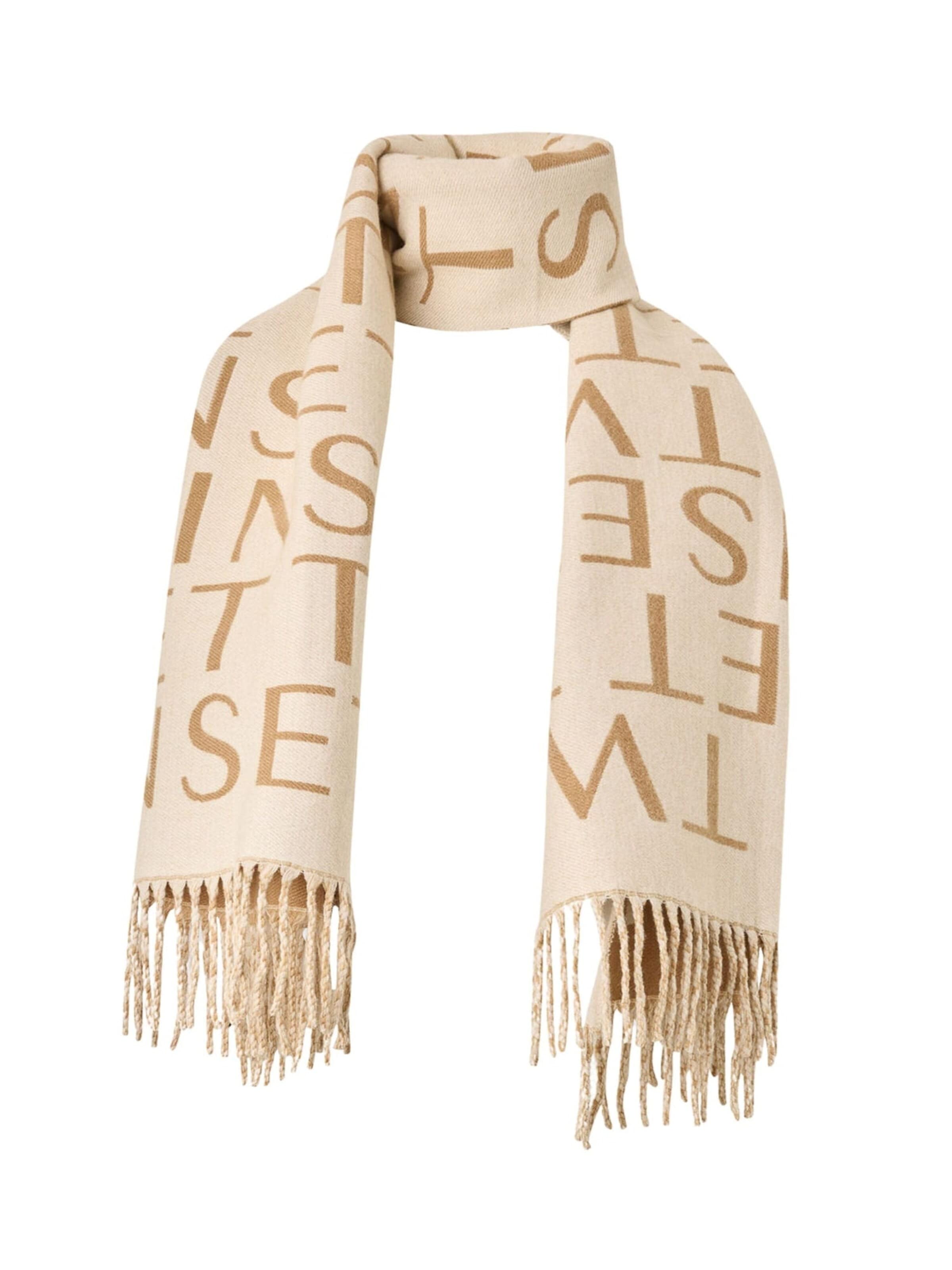 Foulard 'Logo scarf with fringes' di Twinset in beige