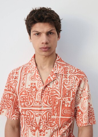 MANGO MAN Comfort Fit Hemd 'Madrasp' in Orange
