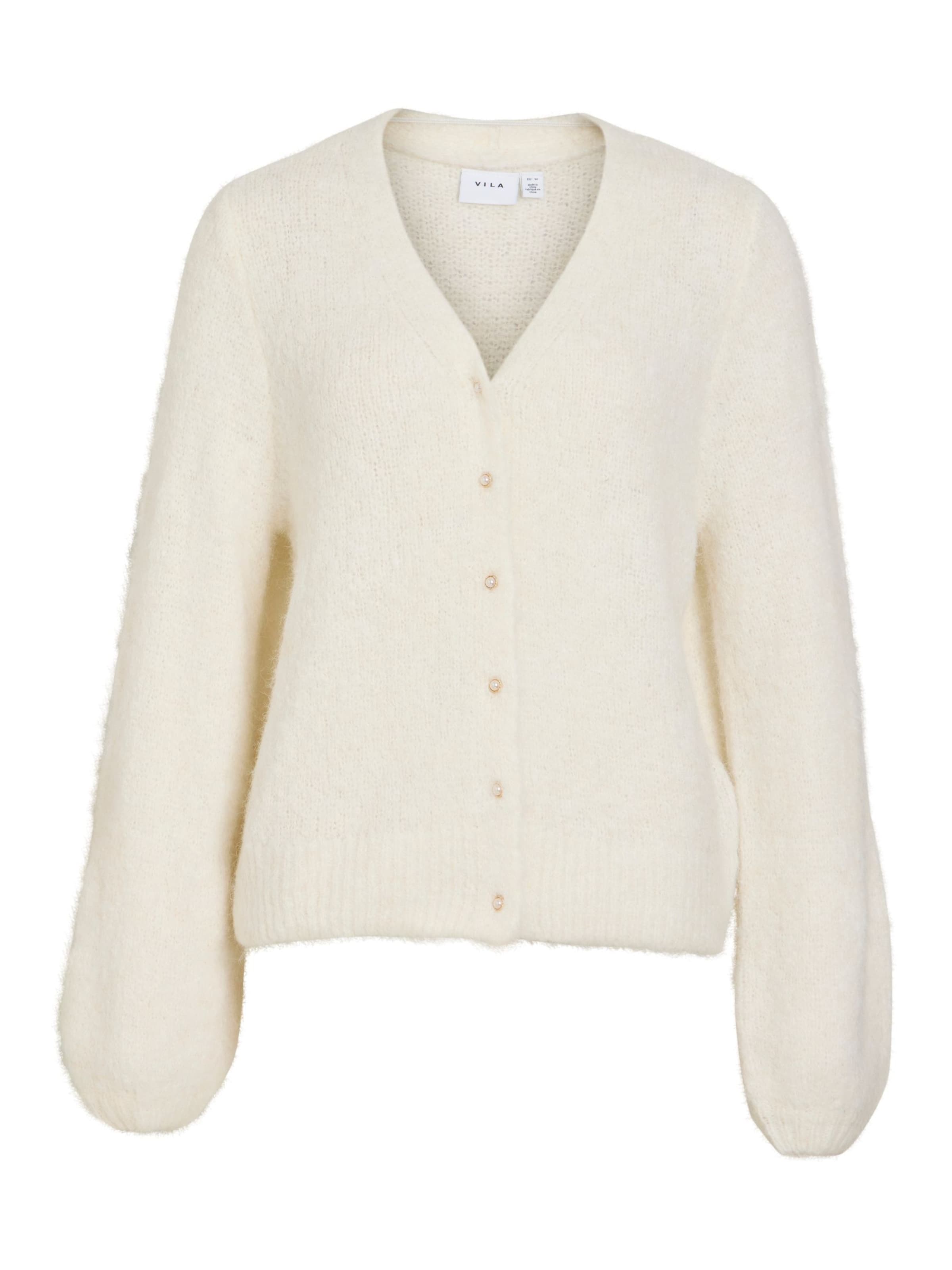 VILA Gebreid vest in Wit: voorkant