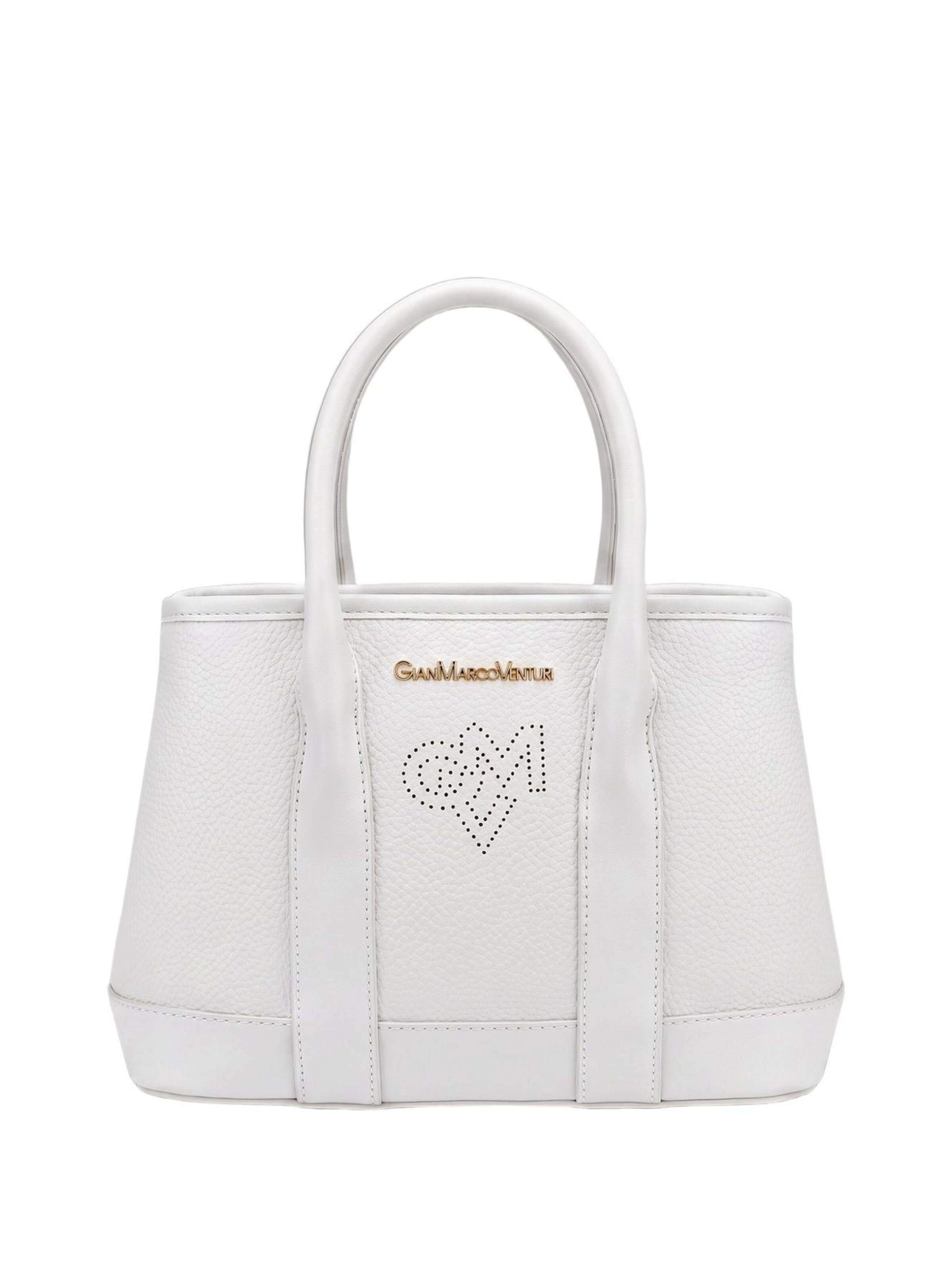 Borsa a spalla 'Borsa a Spalla Donna PVC Gianmarco Venturi con Zip e Cuore' di GianMarco Venturi in bianco: frontale