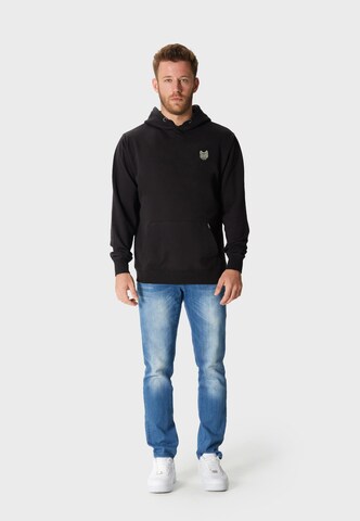 Oldskull Hoodie 'Asian Rebel Cat Kanji' in Schwarz