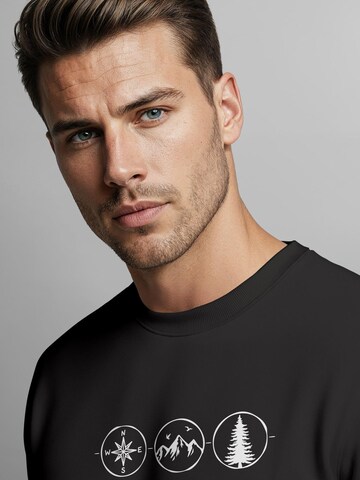Neverless Sweatshirt 'Outdoor Kompass' in Black