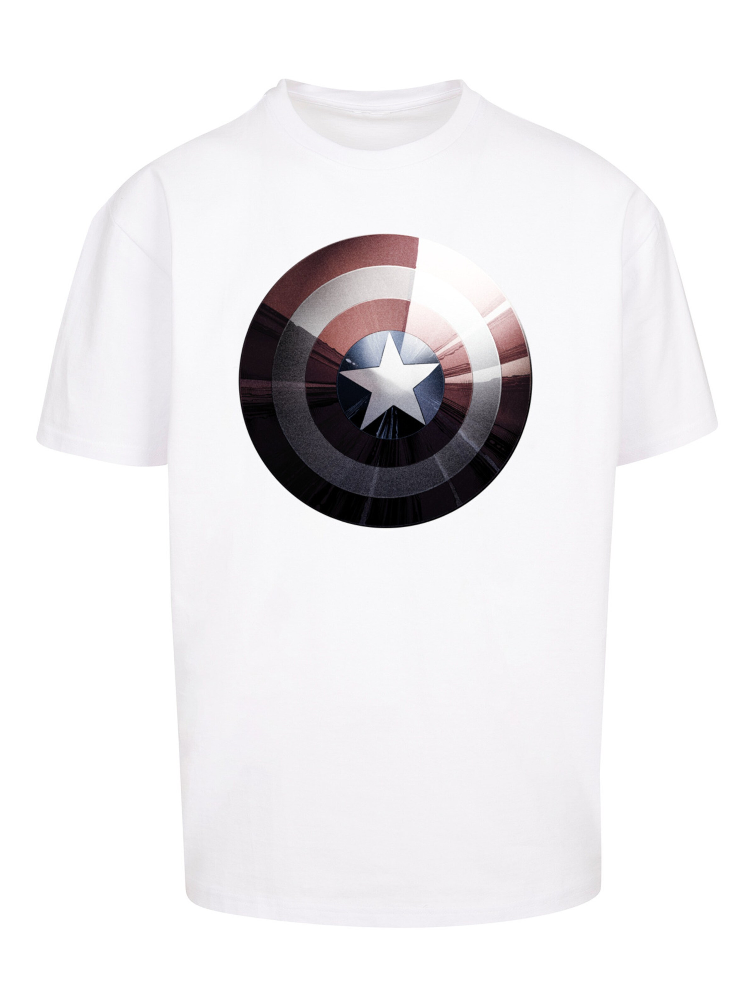 F4NT4STIC Shirt 'Marvel Captain America Shield Shiny' in Wit: voorkant