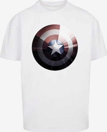 F4NT4STIC Shirt 'Marvel Captain America Shield Shiny' in Wit: voorkant