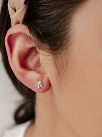 Hey Happiness - Pendientes 'Lucky Mushroom' en plata