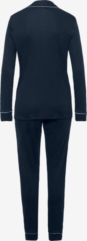 Hanro Langarm Pyjama ' Natural Comfort ' in Blau