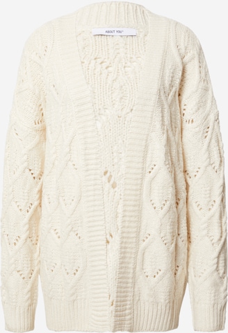 ABOUT YOU Knit cardigan 'Goldie' in Beige: front