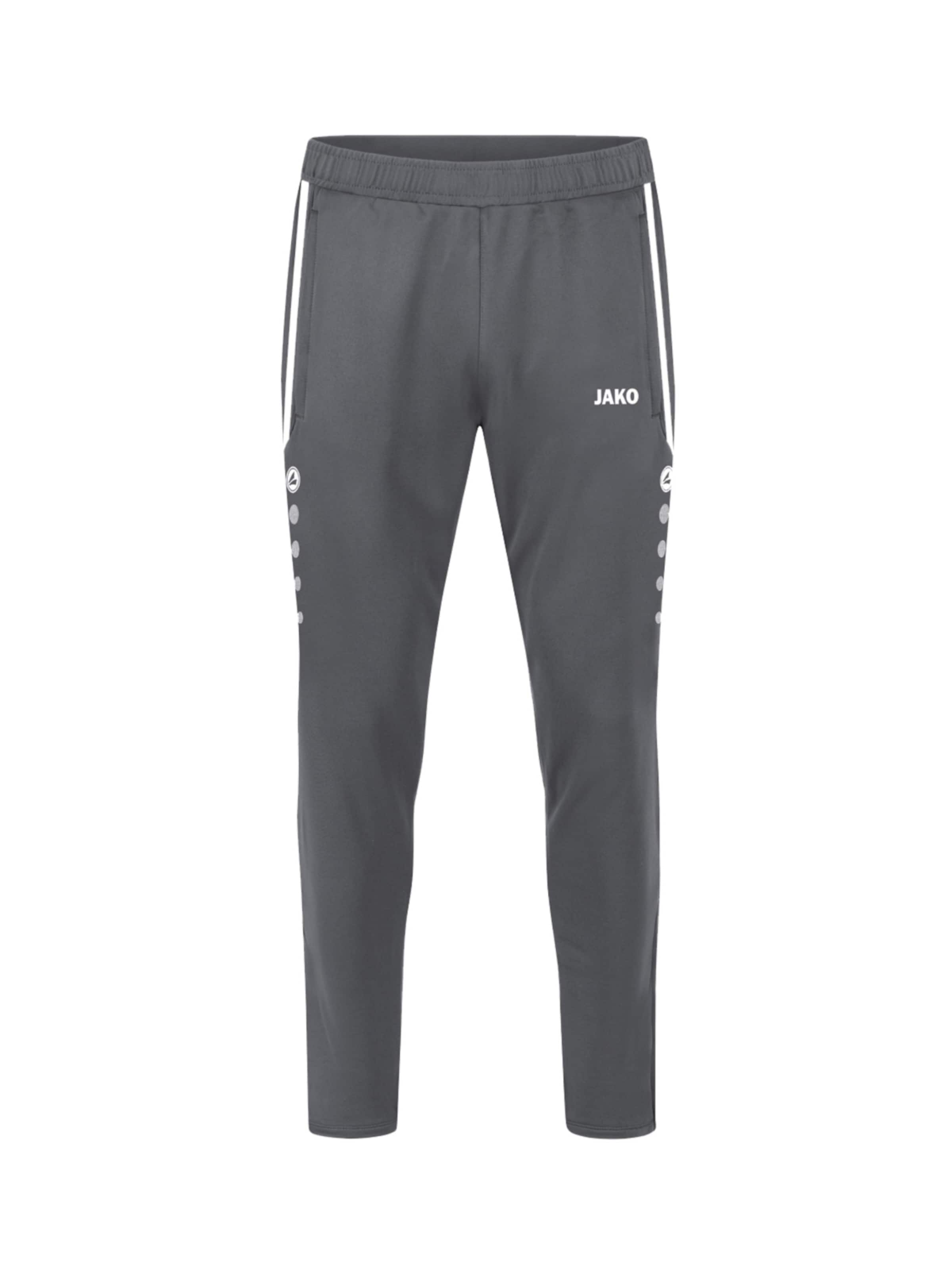 JAKO Slim fit Workout Pants in Grey: front