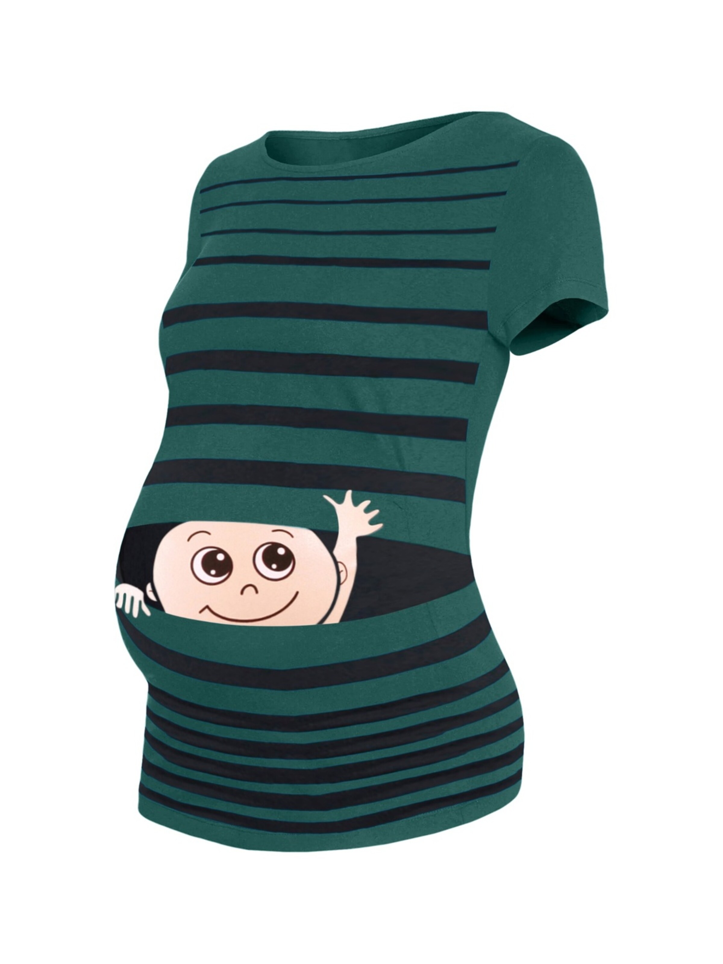 M.M.C. Shirt 'Winke Winke Umstandsshirt' in Green: front
