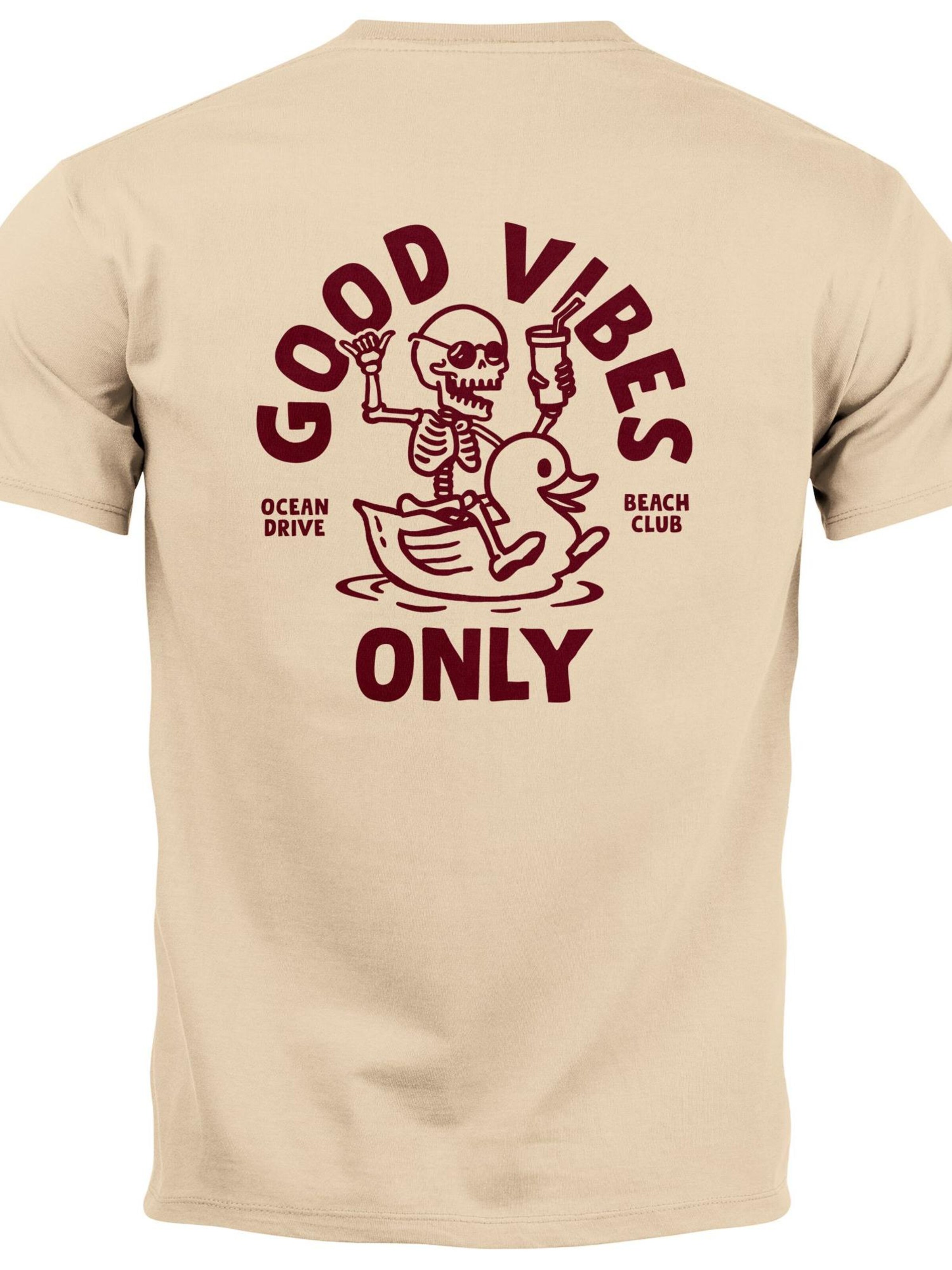 Neverless Shirt 'Good Vibes Rücken' in Beige