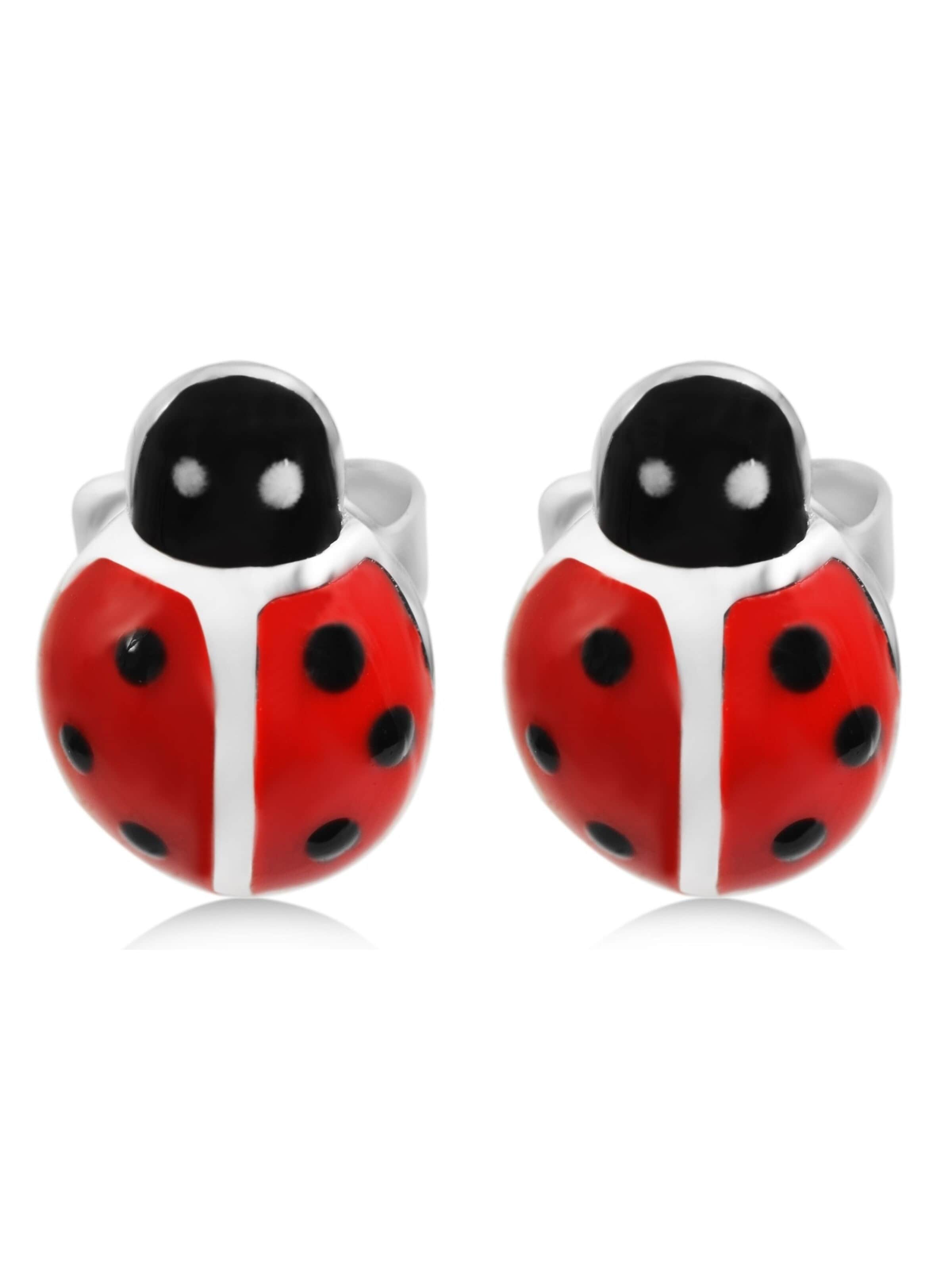 Akzent Earrings '"Glückskäfer Dotti" aus 925 Sterlingsilber, rhodiniert,' in Silver: front