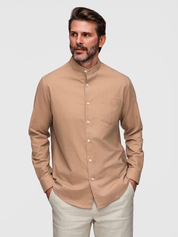 Ombre Comfort fit Button Up Shirt in Brown: front