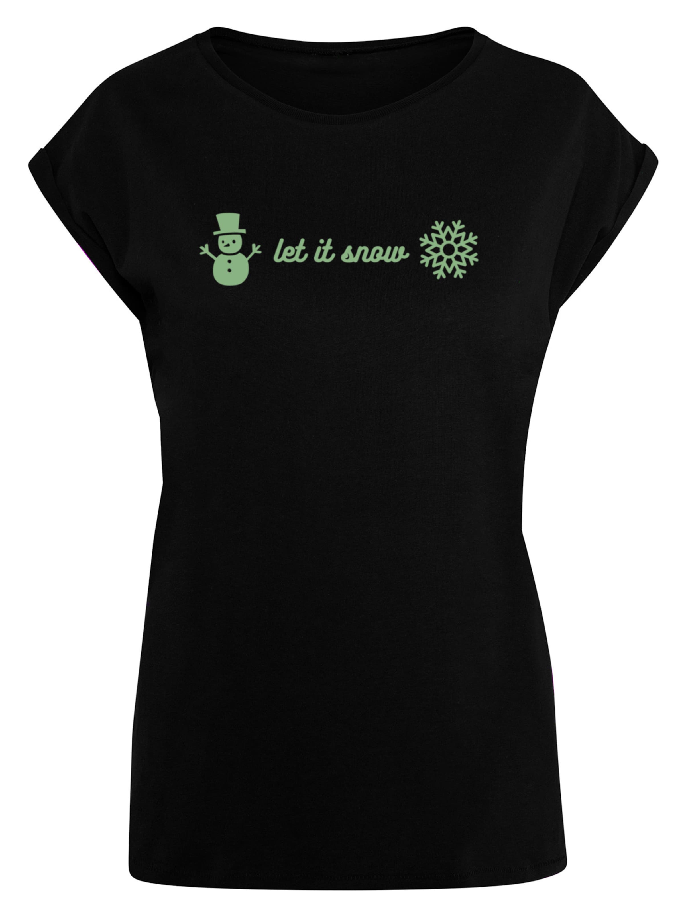 F4NT4STIC Shirt 'Let It Snow' in Zwart: voorkant