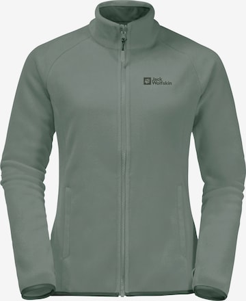 JACK WOLFSKIN Athletic Fleece Jacket 'Moonrise' in Green: front