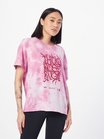 T-shirt 'THUG ROSE' RVCA en rose : devant
