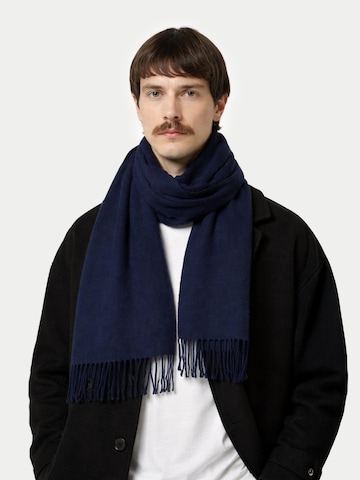 GOBI Cashmere Sjaal 'Unisex Cashmere Fringed Scarf' in Blauw: voorkant
