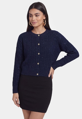 faina Gebreid vest in Blauw: voorkant