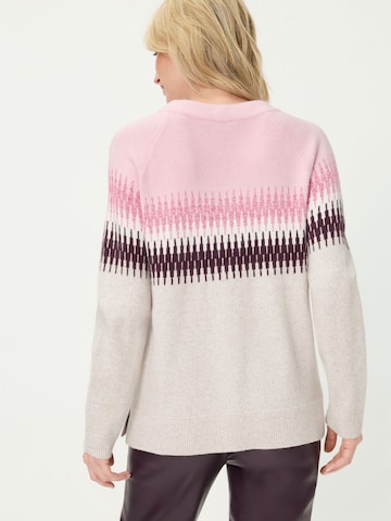 Olsen Pullover mit modernem Norweger-Dessin in Beige
