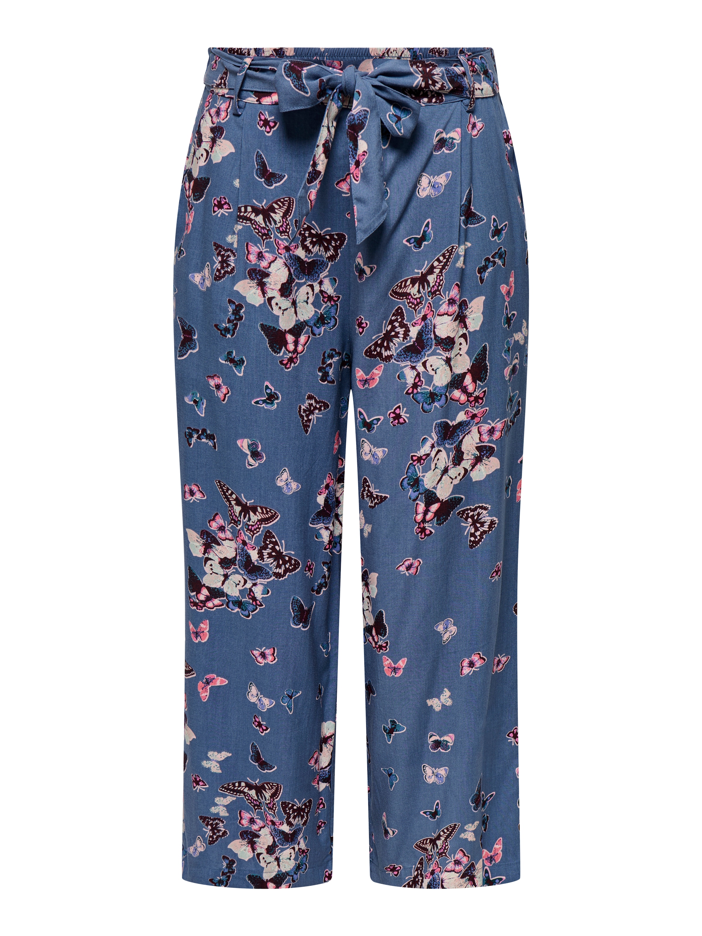 ONLY Bukser med lægfolder 'ONLELISABETH' i blå: forside