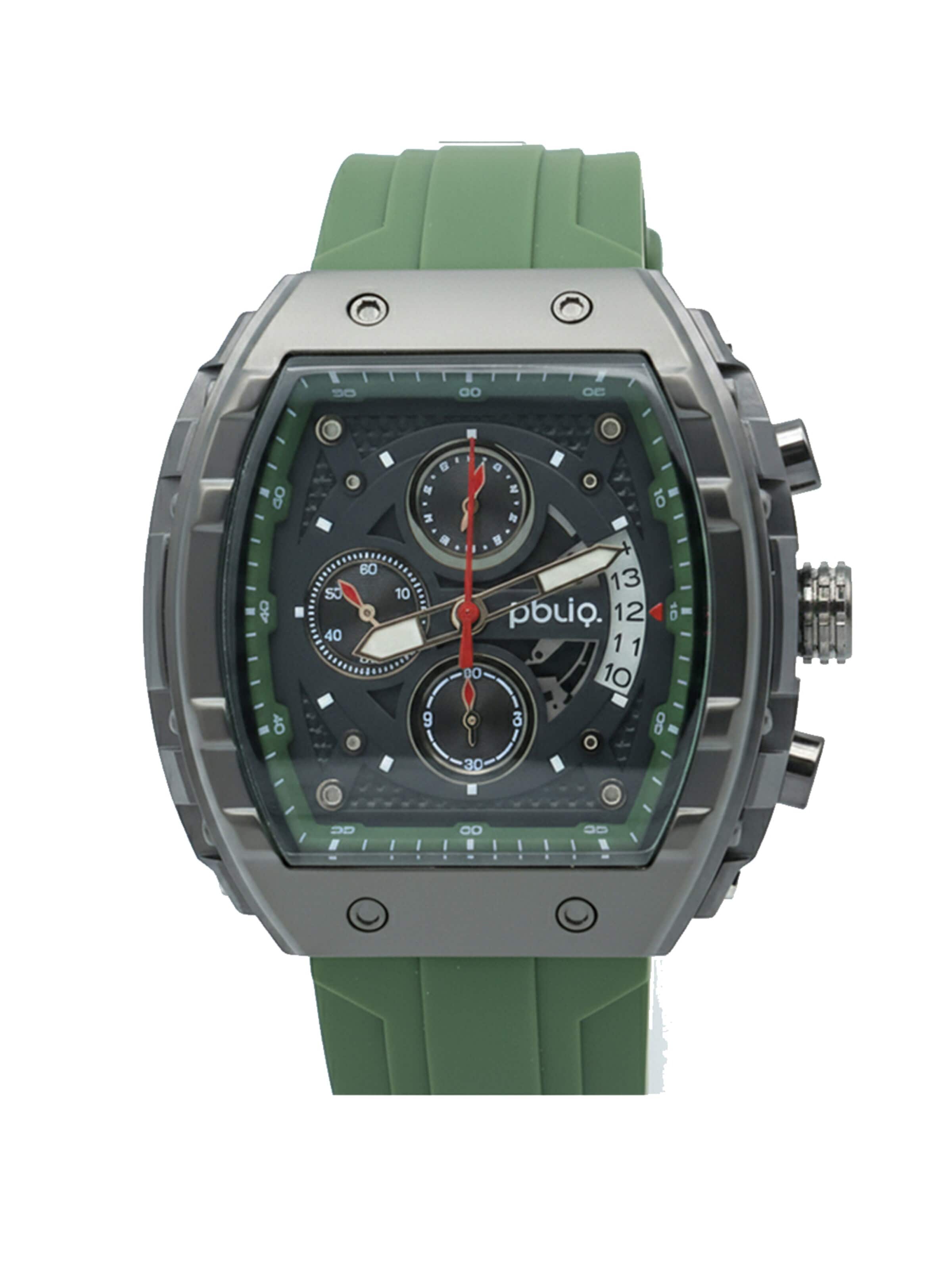 PBLIQ Analoog horloge 'PBLIQ Luxe Chronograaf Herenhorloge' in Groen: voorkant