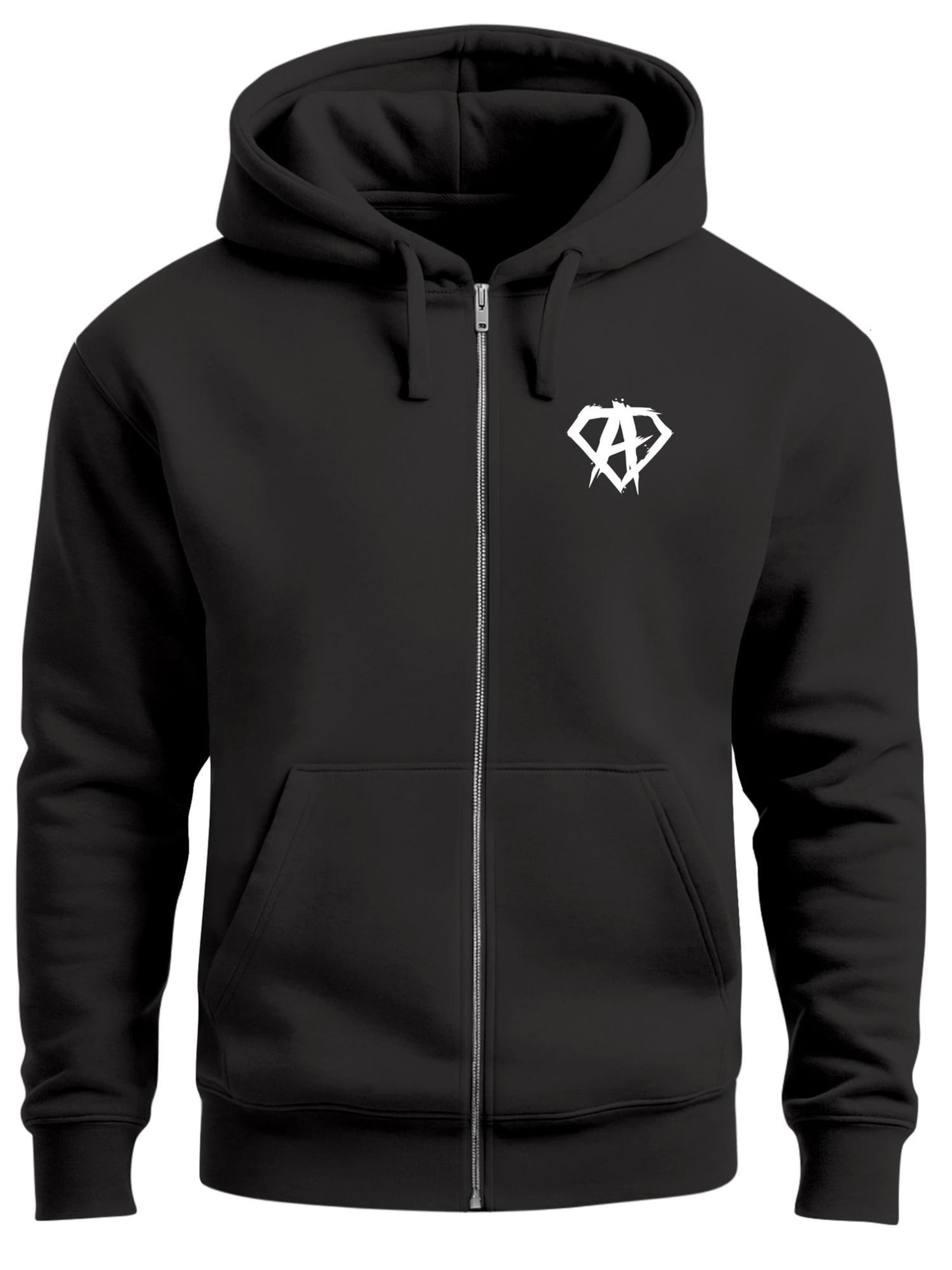 Neverless Zip-Up Hoodie 'Anarchy Gym' in Black: front