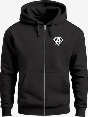 Neverless Zip-Up Hoodie 'Anarchy Gym' in Black: front